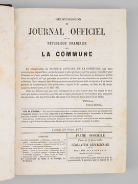 Réimpression du Journal Officiel de la République Française sous La Commune du 19 mars au 24 Mai 1871. . COLLECTIF