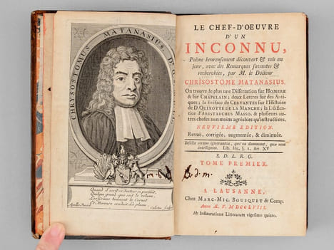 Le Chef-d'oeuvre d'un Inconnu. Poëme heureusement découvert & mis au jour, avec des Remarques savantes & recherchées, par M. le Docteur Chrisostome ...