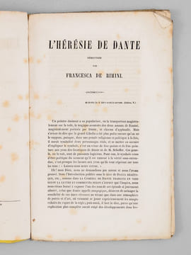 L'hérésie de Dante démontrée par Francesca de Rimini devenue un moyen de propagande vaudoise et Coup d'oeil sur les romans du St-Graal [ Notamment sur ...