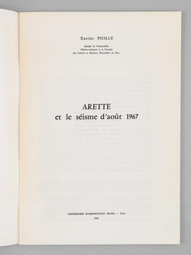 Arette et le séisme d'août 1967. PIOLLE, Xavier