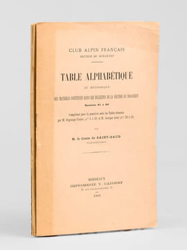 [ Recueil des trois premières tables du Bulletin du Club Alpin Français, section du sud Ouest ]  Table alphabétique des matières contenues dans les 28 ...