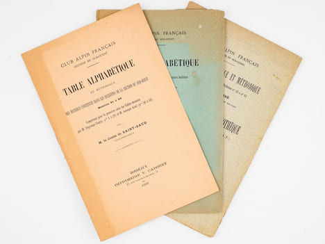 [ Recueil des trois premières tables du Bulletin du Club Alpin Français, section du sud Ouest ]  Table alphabétique des matières contenues dans les 28 ...