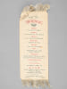 [ Menu imprim&eacute; sur Soie servi par l'H&ocirc;tel de la Poste de Pamiers, le 5 juillet 1904 : ] Potage - Consomm&eacute; &agrave; la Reine - Poisson - Saumon d'&Eacute;cosse, ...
