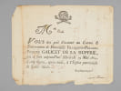 [ Billet mortuaire malouin imprim&eacute; avec gravure sur bois repr&eacute;sentant un cr&acirc;ne et des tibias entrecrois&eacute;s : ] Mlle Duclos [Imprim&eacute; :] Vous &ecirc;tes pri&eacute; ...