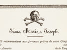 [ Billet mortuaire imprim&eacute; et vierge : ] J&eacute;sus. Marie. Joseph. Nous recommandons aux ferventes pri&egrave;res de votre Congr&eacute;gation, l'&acirc;me de ... notre Soeur ...