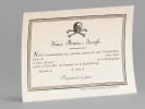[ Billet mortuaire imprim&eacute; et vierge : ] J&eacute;sus. Marie. Joseph. Nous recommandons aux ferventes pri&egrave;res de votre Congr&eacute;gation, l'&acirc;me de ... notre Soeur ...