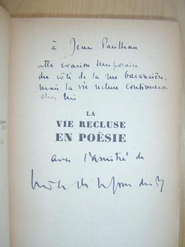 La Vie recluse en Poësie, suivi de Présence et poësie par Daniel-Rops  [ Livre dédicacé par l'auteur à Jean Paulhan - édition originale ]. LA TOUR DU ...
