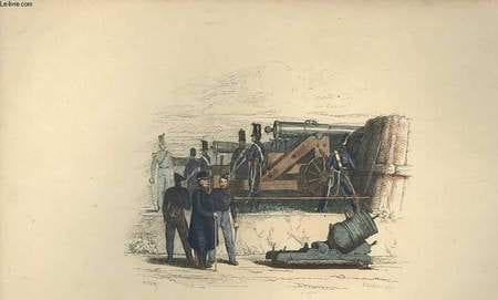 GRAVURES 19eme COULEURS - BATERIE DE COTE