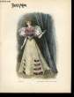 GRAVURE 19eme COULEURS - PARIS MODE - DAME DERRIERE LE RIDEAU. CHAPUIS J.