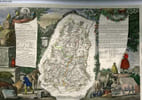 GRAVURE 19eme COULEURS - CARTE DEPARTEMENTALE DU HAUT RHIN REHAUSSEE EN COULEURS - REGION DU NORD EST N&deg;67. LEVASSEUR