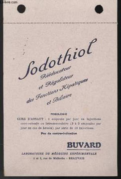BUVARD - SODOTHIOL. LABORATOIRE DE MEDECINE EXPERIMENTALE