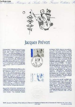 DOCUMENT PHILATELIQUE OFFICIEL N°06-91 - JACQUES PREVERT (N°2685 YVERT ET TELLIER). ALBUISSON