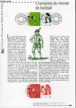 DOCUMENT PHILATELIQUE OFFICIEL - CHAMPIONS DU MONDE DE FOOTBALL (N°3483-3484 YVERT ET TELLIER). ACKERS A. - SEYRAT A. - BOUTROUX P.