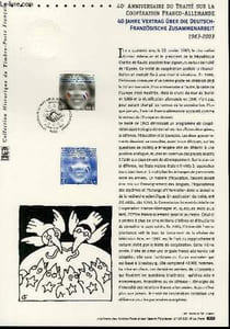 DOCUMENT PHILATELIQUE OFFICIEL - 40° ANNIVERSAIRE DU TRAITE SUR LA COOPERATION FRANCO-ALLEMANDE 1963-2003 (N°3542 YVERT ET TELLIER)
