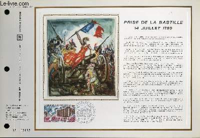 FEUILLET ARTISTIQUE PHILATELIQUE - CEF - N° 176 - PRISE DE LA BASTILLE 14 JUILLET 1789. COLLECTIF