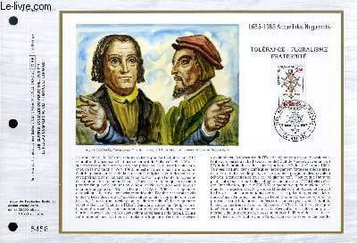 FEUILLET ARTISTIQUE PHILATELIQUE - CEF - N° 782 - 1685 - 1985 - ACCUEIL DES HUGUENOTS - TOLERANCE - PLURALISME - FRATERNITE