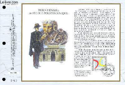 FEUILLET ARTISTIQUE PHILATELIQUE - CEF - N° 1164 - BICENTENAIRE DE L'ECOLE POLYTECHNIQUE