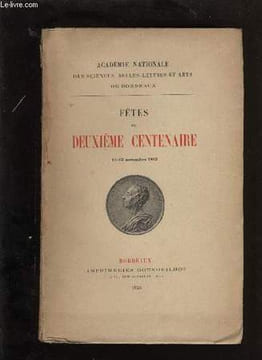 Actes de l'académie nationale des sciences, belles-lettres et arts de Bordeaux. Fêtes du deuxième centenaire.. COLLECTIF
