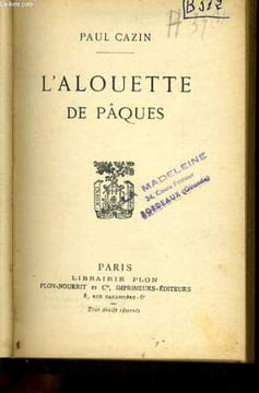 L'ALOUETTE DE PAQUES. CAZIN Paul