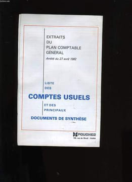 EXTRAITS DU PLAN COMPTABLE GENERAL. LISTE DES COMPTES USUELS ET DES PRINCIPAUX DOCUMENTS DE SYNTHESE.. COLLECTIF.