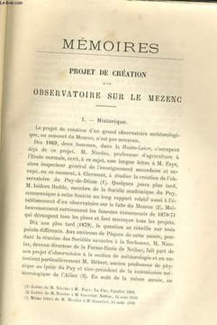 PROJET DE CREATION D'UN OBSERVATOIRE SUR LE MEZENC / PROCES-VEBAL DE VISITE DES EGLISES DE L'ARCHIPRETRE DE SAUGUES (1650). COIFFIER Dr / LASCOMBE