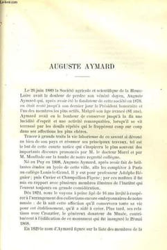AUGUSTE AYMARD / UN DOCUMENT DU XVIIe SIECLE CONCERNANT LE PUY / LE 29 MAI 1793 AU PUY L'ABBE JACQUES CHABRIER / DE LA VACCINE DANS L'ARRONDISSEMENT ...