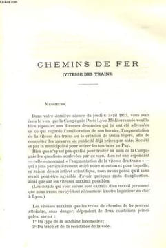 CHEMINS DE FER (VITESSE DES TRAINS). A.CELLERIER