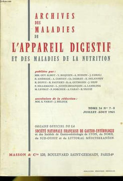 ARCHIVES DES MALADIES DE L'APPAREIL DIGESTIF ET DES MALADIES DE LA NUTRITION - TOME 54 N°7-4. COLLECTIF