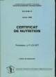 D. C. E. M. II - CERTIFICAT DE NUTRITION. LOUVET J. P.