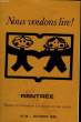 NOUS VOULONS LIRE! - N°36 - RENTREE. COLLECTIF