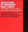 VOCATION ET MISION DES LAICS DANS L'EGLISE ET DANS LE MONDE VINGT ANS APRES LE CONCILE VATICAN 2. COLLECTIF