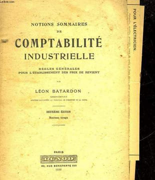 NOTION SOMMAIRES DE COMPTABILITE INDUSTRIELLE. BATARDON LEON