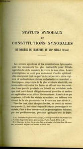 STATUTS SYNODAUX ET CONSTITUTIONS SYNODALES DU DIOCESE DE CHARTRES AU 14° SIECLE (1355) - LES NOUVELLES RECHERCHES SUR L'EDIT PERPETUEL A PROPOS D'UN OUVRAGE RECENT - L'ORIGINE DES VILLES MEDIEVALES - COMPTES RENDUS - SOCIETE D'HISTOIRE DU DROIT