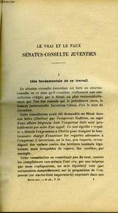 "LE VRAI ET LE FAUX SENATUS-CONSULTE JUVENTIEN - LES NON-LIBRES DANS LA RUSSIE AU MOYEN AGE - SUZERAINETE DU PRIMAT ARCHEVEQUE DE BOURGES SUR LA CITE EPISCOPALE D'ALBI AU 13° SIECLE - LE SENATUS-CONSULTE JUVENTIEN - LES ""RES MACIPI"" A L'EPOQUE DE VARRON -"