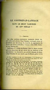 LE CONTREPAN-LANSAGE DANS LE DROTI NAMUROIS DU 14° SIECLE - L'ORIGINE DE LA LETTRE DE CHANGE