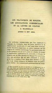 LES TRANSFERTS DE RISQUES LES ASSOCIATIONS COMMERCIALES ET LA LETTRE DE CHANGE A MARSEILLE PENDANT LE 14° SIECLE