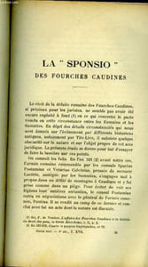 LA SPONSIO DES FOURCHES CAUDINES - LES CHATEAUX FORTS DES 10° ET 11° SIECLES CONTRIBUTION A L'ETUDE DES ORIGINES DE LA FEODALITE