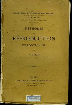 METHODES DE REPRODUCTION EN ZOOTECHNIE. BARON M.