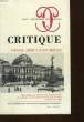 CRITIQUE - REVUE GENERALE DES PUBLICATIONS FRANCAISES ET ETRANGERES - TOME 31 - N°339 - 340. COLLECTIF