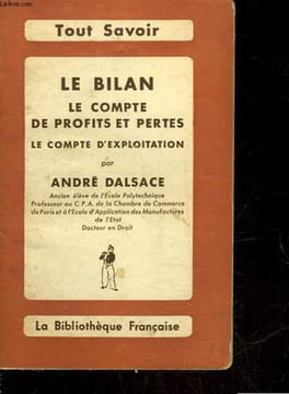 LE BILAN - LE COMPTE DE PROFITS ET DE PERTES - LE COMPTE D'EXPLOITATION. DALSACE ANDRE