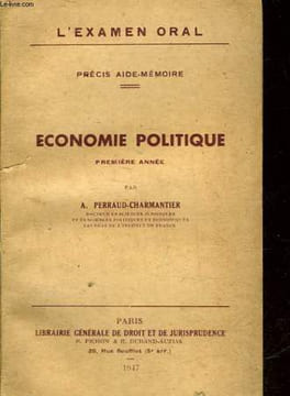 ECONOMIE POLITIQUE - 1° ANNEE. PERRAUD-CHARMANTIER A.