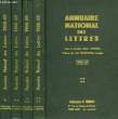 ANNUAIRE NATIONAL DES LETTRES, EN 4 TOMES, TOME I, TOME II, TOME III, TOME IV, 1968-69. COLLECTIF
