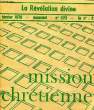 MISSION CHRETIENNE, N° 223, FEV. 1978, LA REVELATION DIVINE. COLLECTIF
