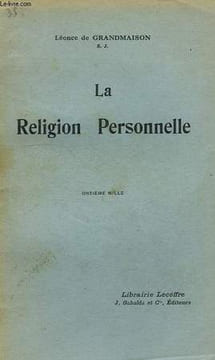 LA RELIGION PERSONNELLE. GRANDMAISON LEONCE DE, S. J.