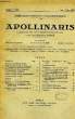 APOLLINARIS, COMMENTARIUM IURIDICO-CANONICUM, ANNUS I, N° I, IAN.-FEB. 1928. COLLECTIF