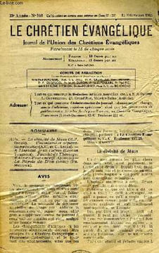 LE CHRETIEN EVANGELIQUE, JOURNAL DE L'UNION DES CHRETIENS EVANGELIQUES, 23e ANNEE, N° 340, DEC 1942. COLLECTIF