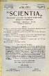 SCIENTIA, YEAR XIV, VOL. XXVII, N° XCIV-2, SERIE II, 1920, RIVISTA INTERNAZIONALE DI SINTESI SCIENTIFICA, REVUE INTERNATIONALE DE SYNTHESE ...