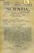 SCIENTIA, YEAR XV, VOL. XXIX, N° CV-1, SERIE II, 1921, RIVISTA INTERNAZIONALE DI SINTESI SCIENTIFICA, REVUE INTERNATIONALE DE SYNTHESE SCIENTIFIQUE, ...