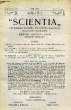 SCIENTIA, YEAR XV, VOL. XXIX, N° CVI-2, SERIE II, 1921, RIVISTA INTERNAZIONALE DI SINTESI SCIENTIFICA, REVUE INTERNATIONALE DE SYNTHESE SCIENTIFIQUE, ...