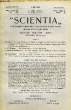 SCIENTIA, YEAR XV, VOL. XXIX, N° CVII-3, SERIE II, 1921, RIVISTA INTERNAZIONALE DI SINTESI SCIENTIFICA, REVUE INTERNATIONALE DE SYNTHESE SCIENTIFIQUE, ...
